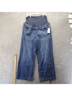 Time And Tru Jeans Womens XXL Blue Maternity Wide Leg Stretch *NWT*